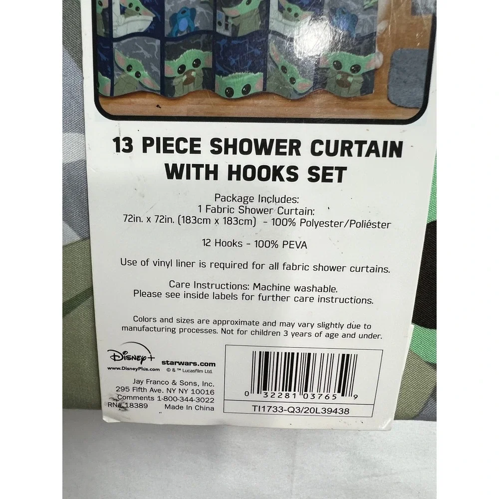 Star Wars Mandalorian The Child Shower Curtain Set 72x72 Blue Grogu Kids A02